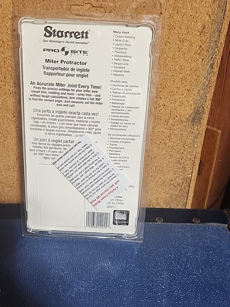 Starrett 505P-7 Plastic Miter Protractor - 7"