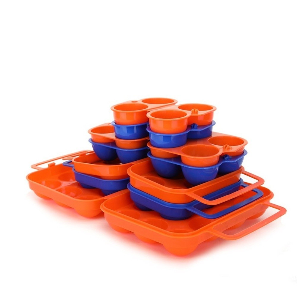 6-Compartment Shockproof Egg Box Foldable for Camping Travel - Orange Blue PP