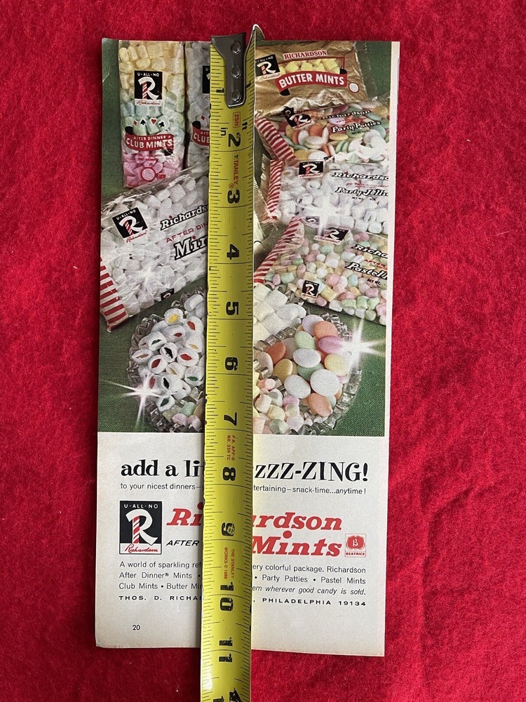 Vintage 1967 Richardson Mints Print Ad After Dinner Mints