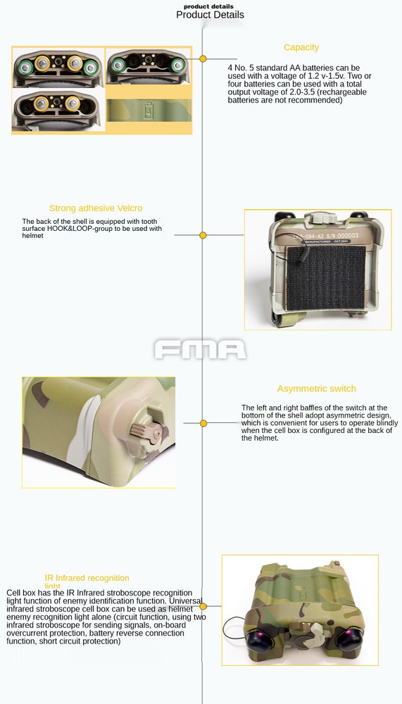 FMA helmet accessories PVS31 IR infrared strobe battery box function version
