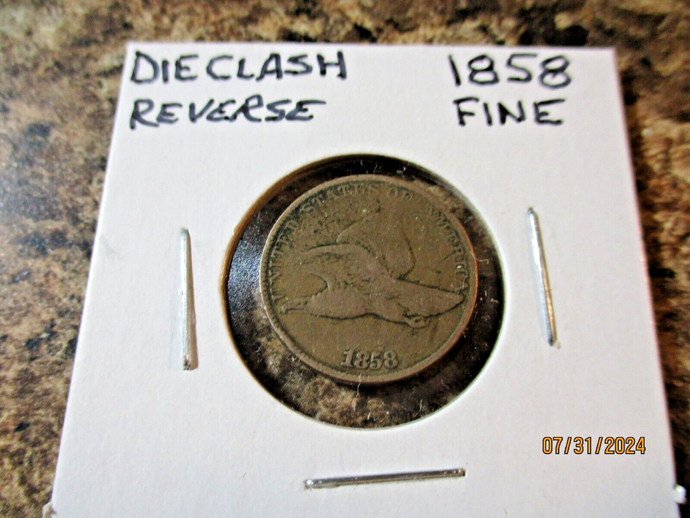 1858 FLYING EAGLE CENT WITH REVERSE DIE CLASH FINE    PPO9