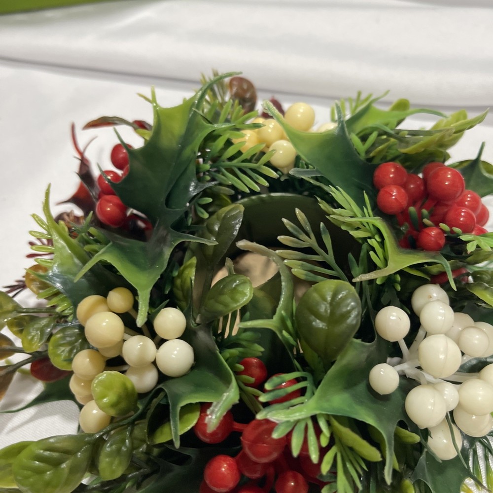 Christmas Plastic Candle Holder Features Mistletoe