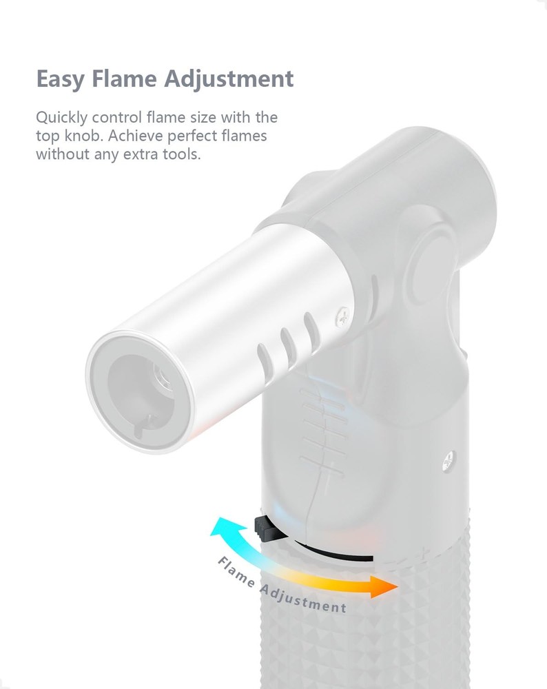 2 Pack Butane Torch Lighter, Big Jet Flame Adjustable Refillable Black，silver