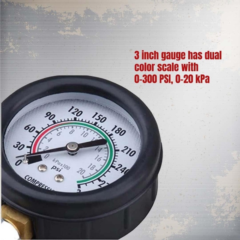 Engine Compression Tester Kit – Small Engines with 10MM, 12MM, 14MM, 18MM Adap.