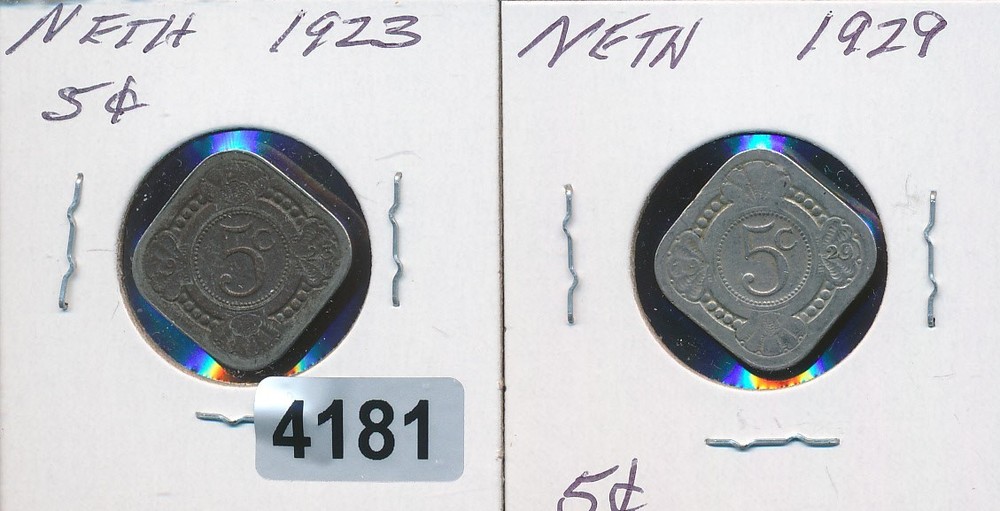 NETHERLANDS - 5 CENT SQUARE - 1923 - PAIR #4181