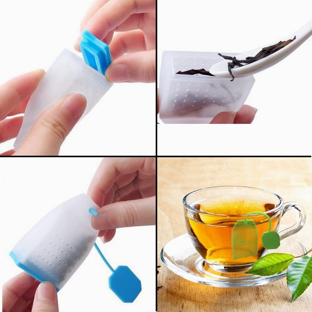 4 Pack Silicone Tea Infusers,Loose Leaf Tea Filter Bags Strainer with Long Ro...
