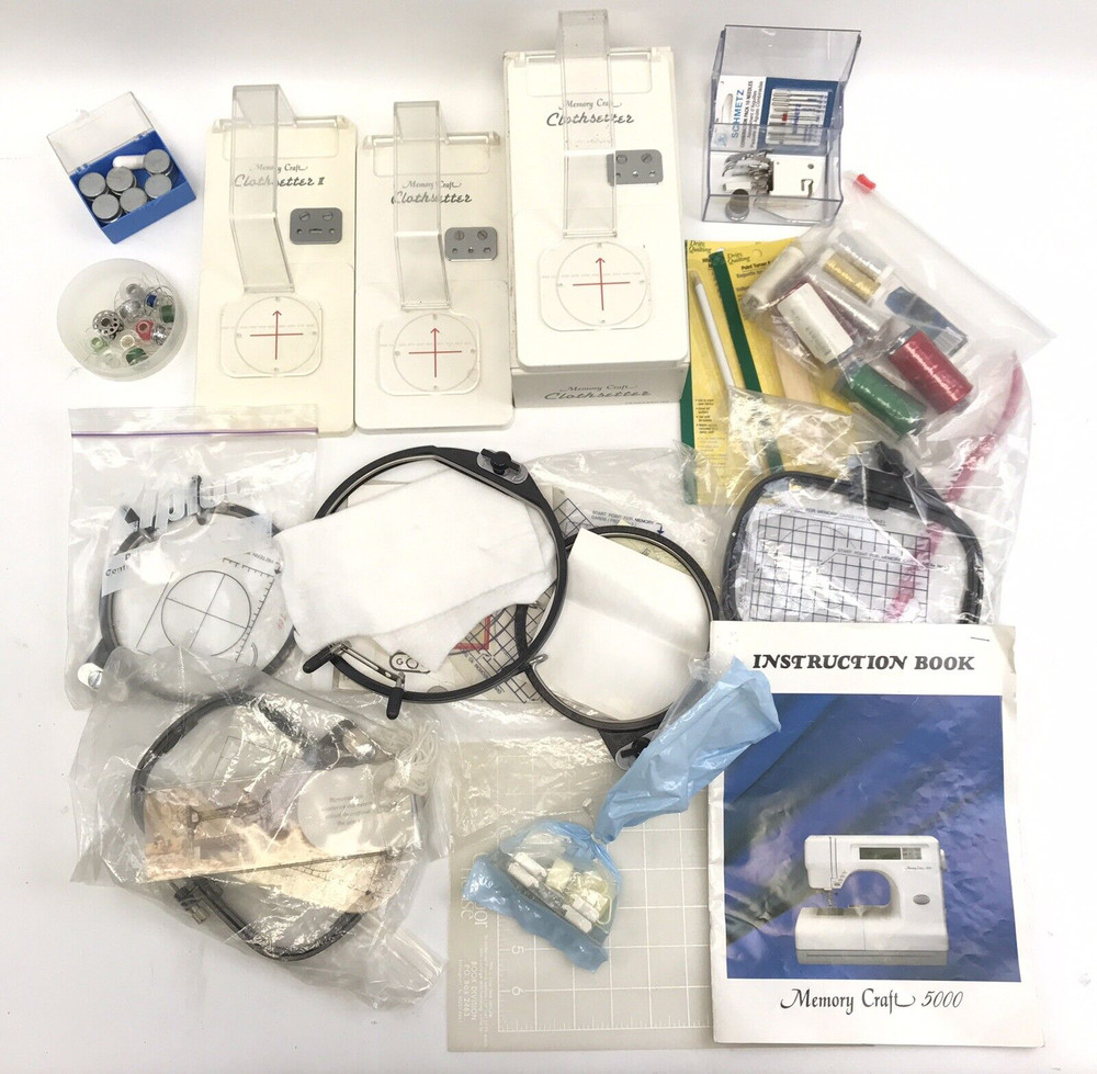Janome Memory Craft 5000 Computerized Sewing & Embroidery Machine w/ Accessories