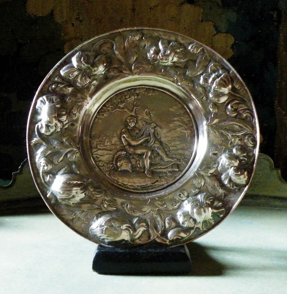 Electrotype Facsimile Of A Renaissance Dish. Classical Subject. Silvered Copper.