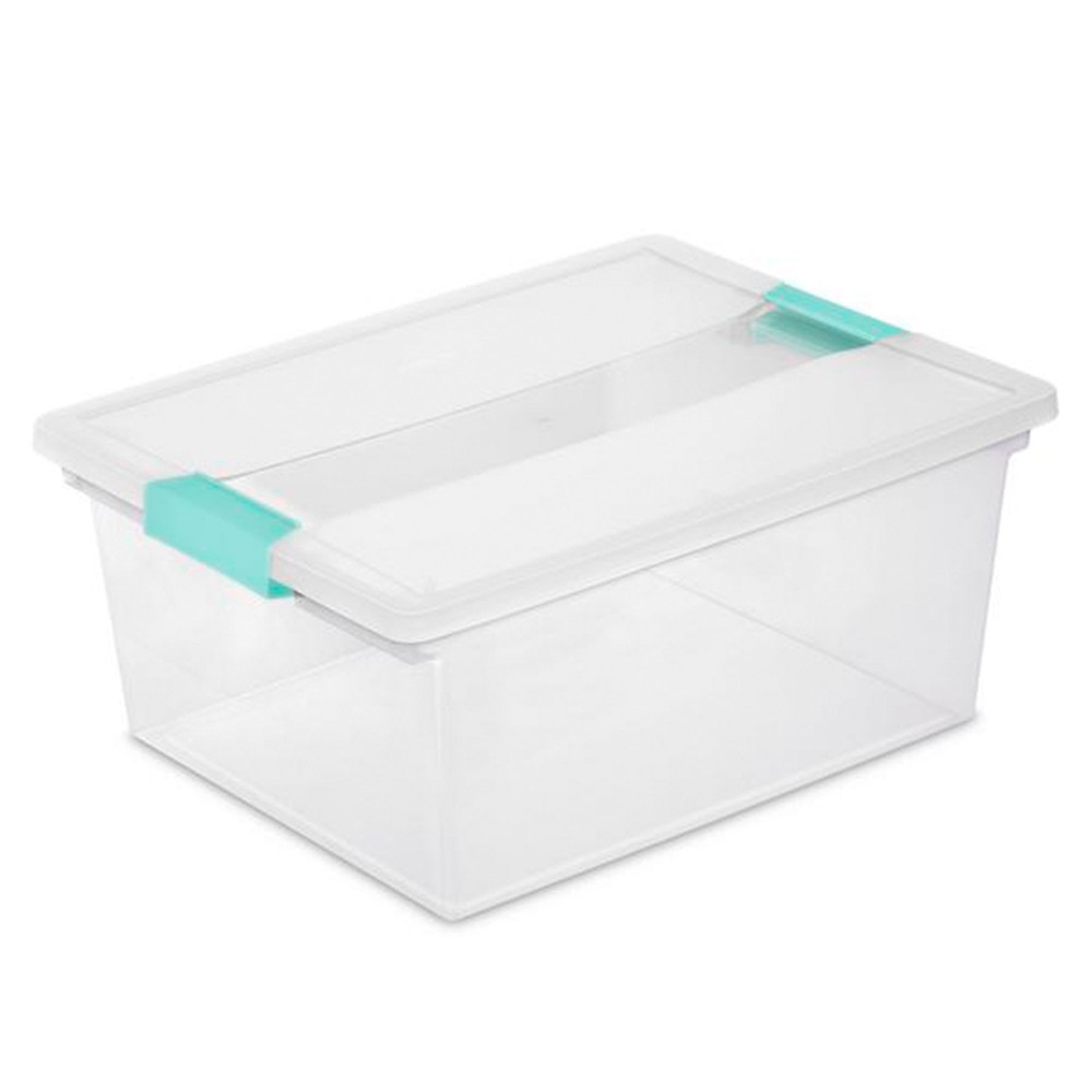 Sterilite Deep Plastic Stackable Storage Bin w/ Clear Latch Lid, Clear (4 Pack)