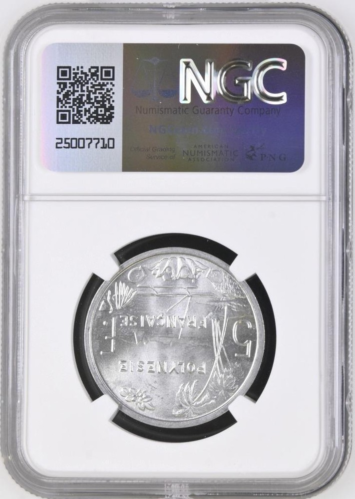French Polynesia 5 Francs 1965 NGC MS 66