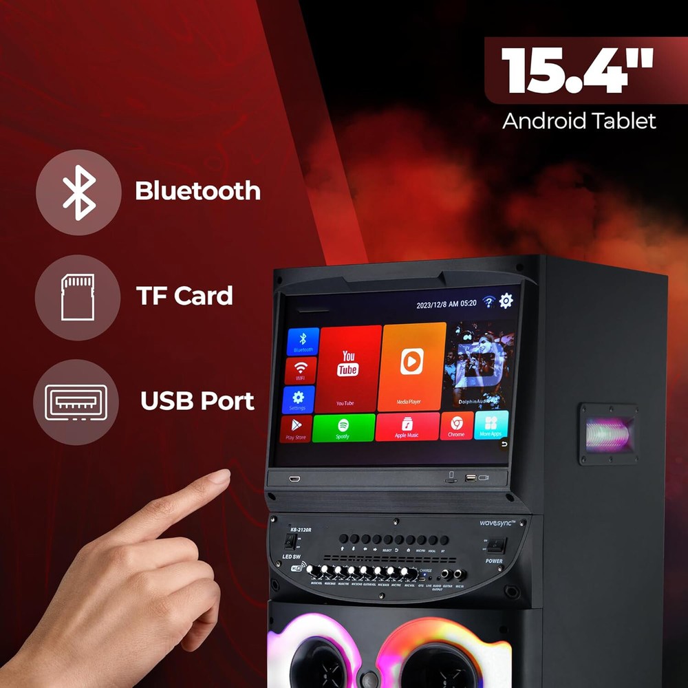 Professional Karaoke Machine BT Speaker w/ Lyrics Display Screen & Wireless Mic