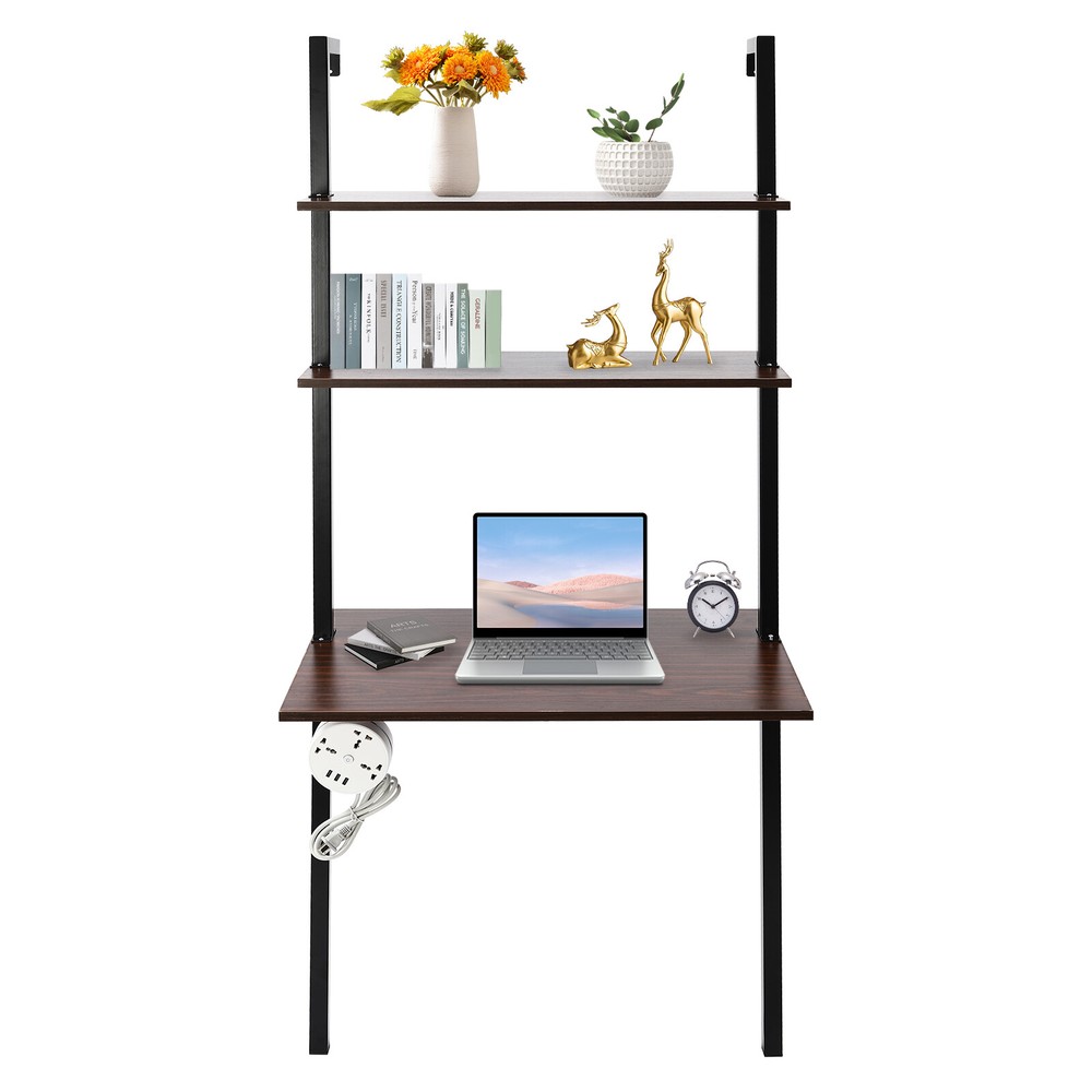 Wall-Mounted Desk with 3-Tier Storage – Space-Saving Design