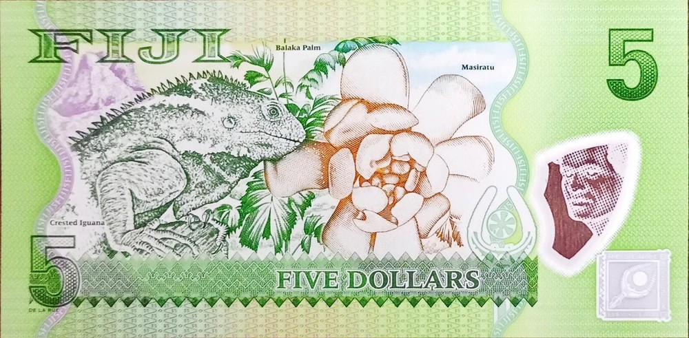 Fiji 5 Dollars Prefix ZZ Replacement Polymer UNC