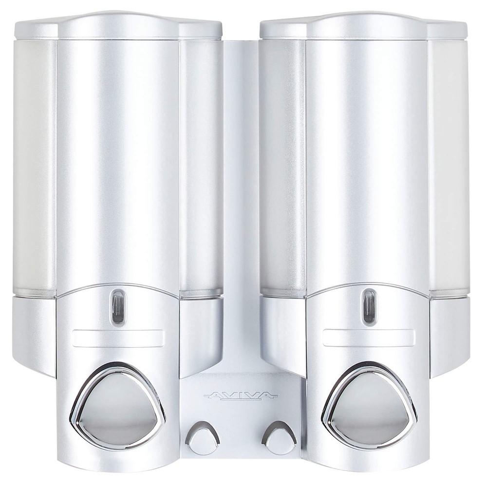 2-Chamber Satin Silver Shower Caddy - Versatile Storage Solution