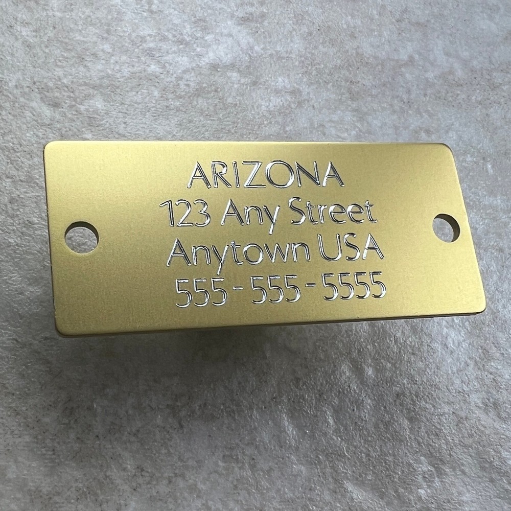 Custom Engraved Tags Personalized NAME PLATE ID Tags Black Gold Nameplate MEDIUM