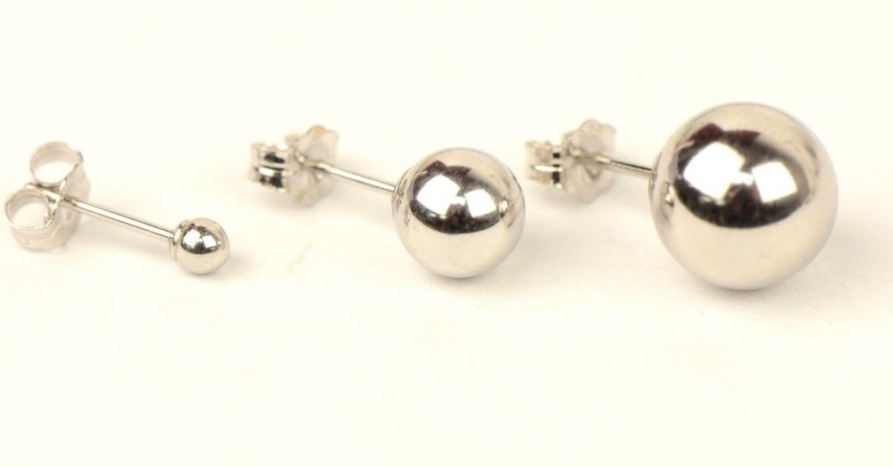 925-Sterling-Silver-Round Ball Stud Earrings High Polished
