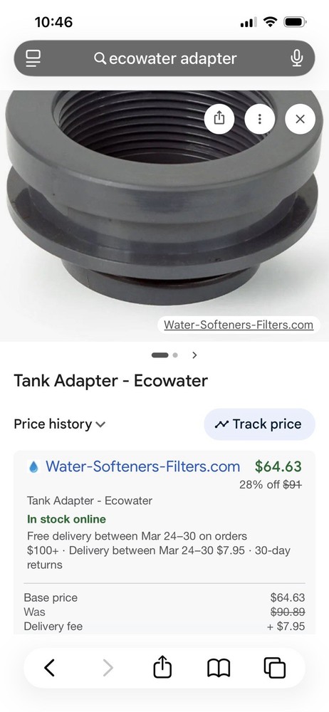 ECOWATER Water Softener Tank Adapter
