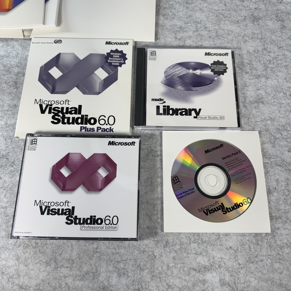 Microsoft Visual Basic Studio 6.0 Pro FoxPro C++ 659-00390 X04-86322 Software