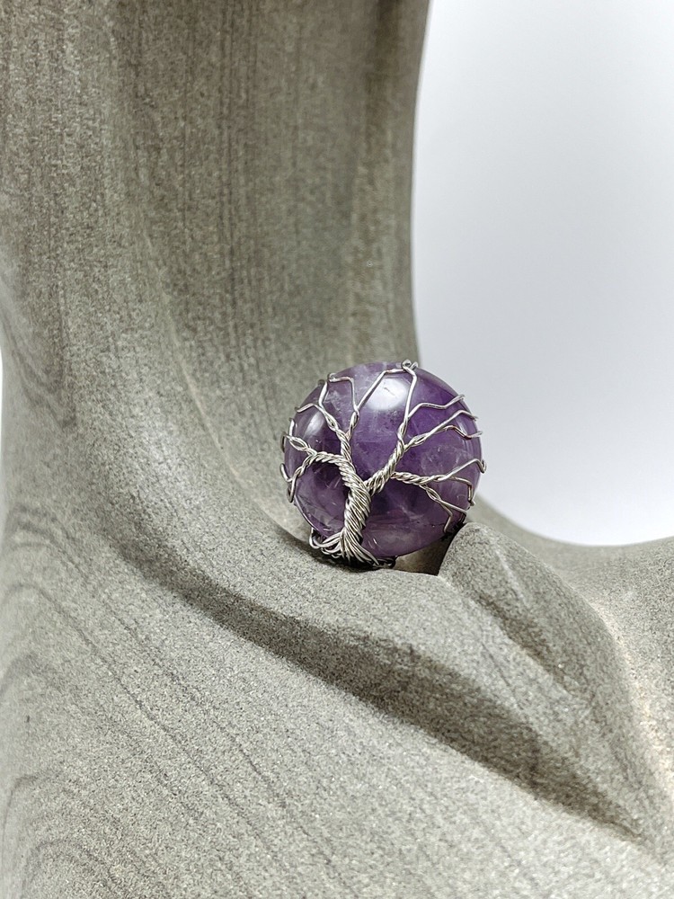 Tree of Life wire wrapped ring Amethyst