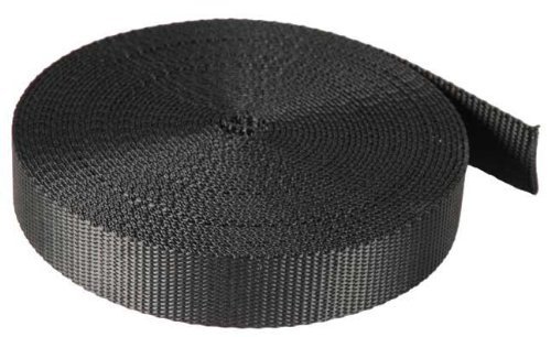 2 INCH 50MM, BLACK POLYPROPYLENE PLAIN WEAVE STRAP WEBBING, 5 METRES