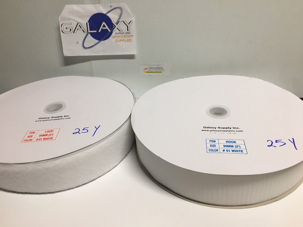Hook  & Loop Tape 2" White Color Per Set ,  25 Yard per roll, With Adhesive
