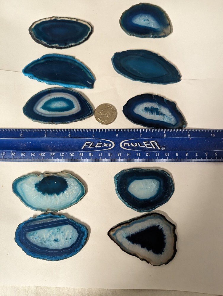 1  large thin agate slice per lot green / blue