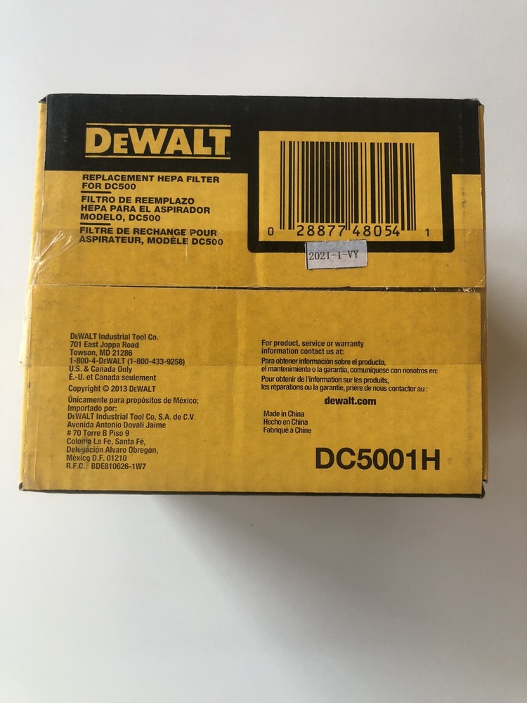 NEW ~ DeWALT HEPA FILTER ~ DC5001H ~ Replacement For DC500 VACUUM