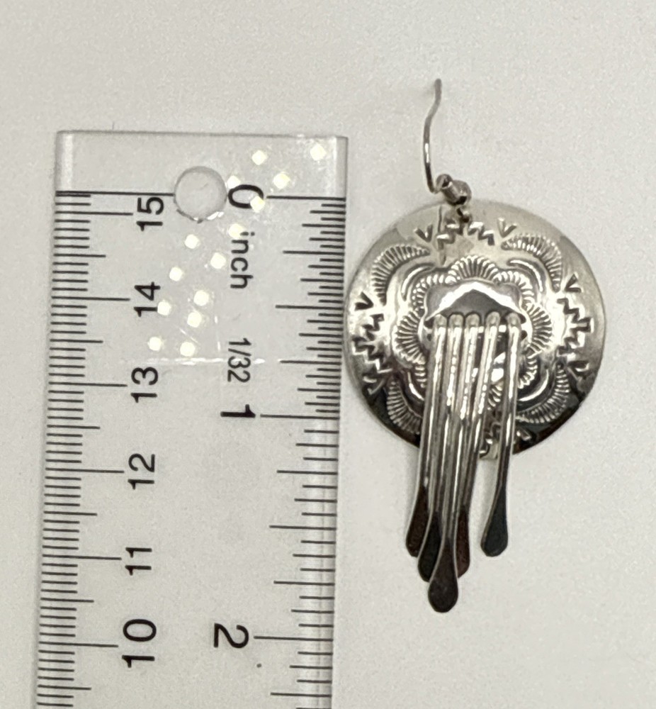 Sterling Silver Large Dangling Concho Earrings 11.2 grams