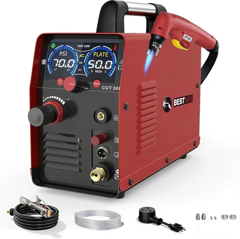 50A Plasma Cutter,2-In-1 Non-High Frequency Pilot Arc Plasma Cutter Machine