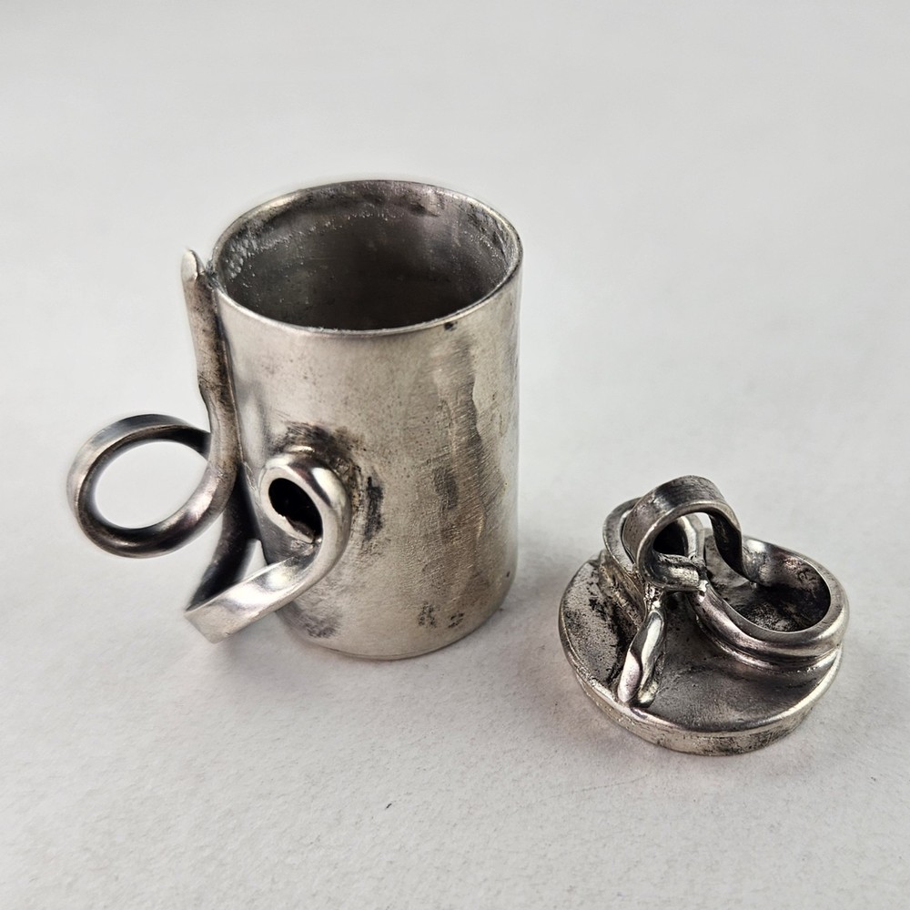 Silver Pill Box Container Artisan CM 34.6g [8862]