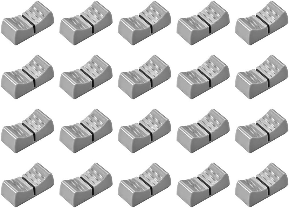 20-Pack Gray Console Mixer Fader Knobs - Easy Push-Fit Replacement Knobs