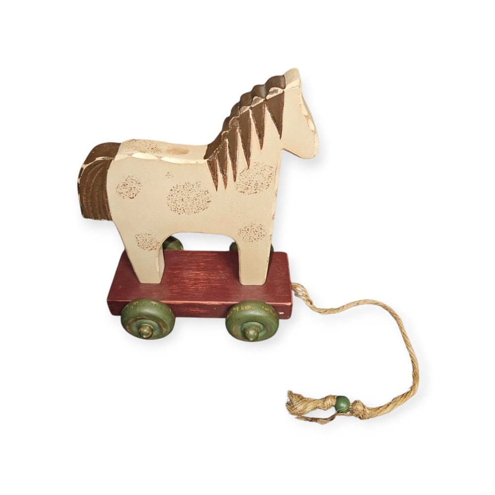 Vintage Pull Horse on wheels Primitive Folk Art