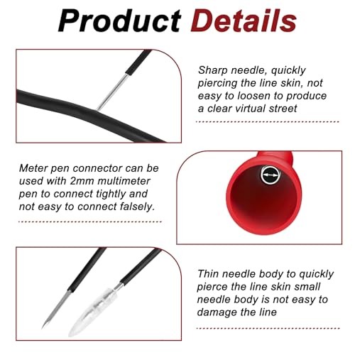 4 Pack Multimeter Test Lead Needle Probes, 2mm Insulation Piercing Back Probe