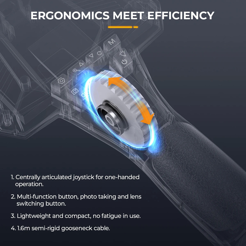 AN302 Dual Camera Endoscope 2-Way Articulating Borescope 3 Image Display Modes