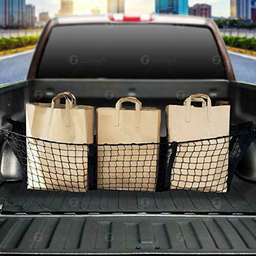 Stretchable Black Mesh 3 Pocket Trunk Cargo Organizer Bin Bag Storage Net Holder