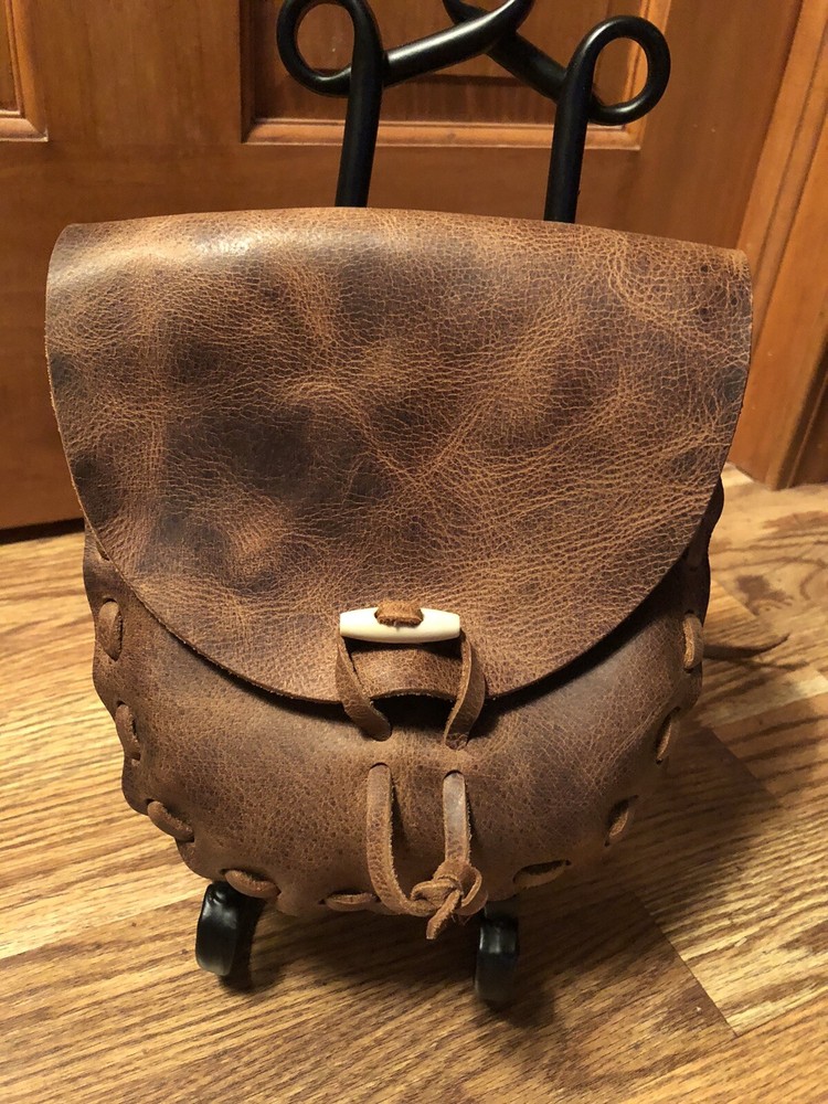 Handcrafted brown Leather Bag,  muzzleloading hunting  possible bag,black powder