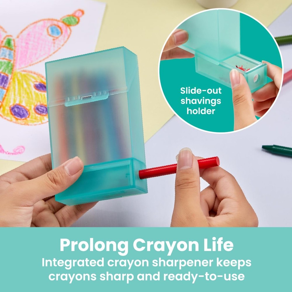 LockerMate Crayon Box with Sharpener Holds 24 Crayons, Assorted Color, Pack o...