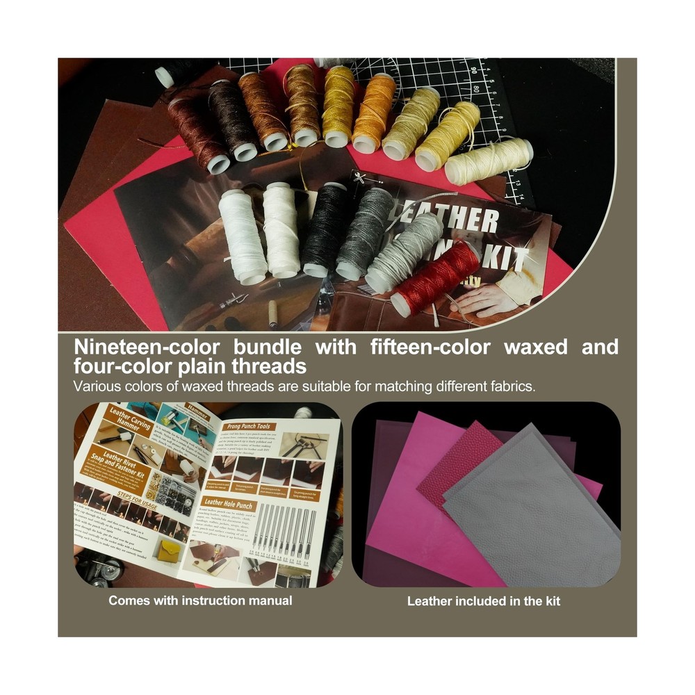 ESMING Leather Tooling Kit Craft Tools Leather Working Kit with Cutting Mats ...