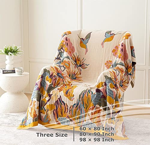 Boho Throw Blanket - 100% Cotton Ultra Soft Bed Throw Large - Fall Blanket