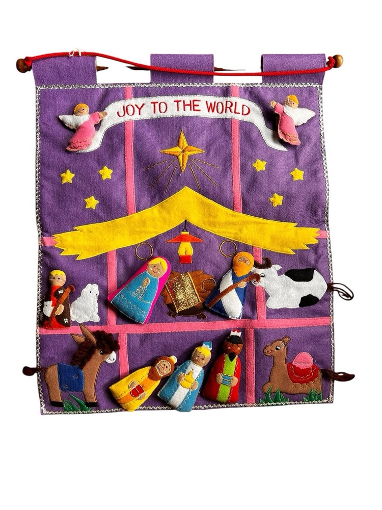 Christmas Banner Felt Nativity Interactive Wall Hanging