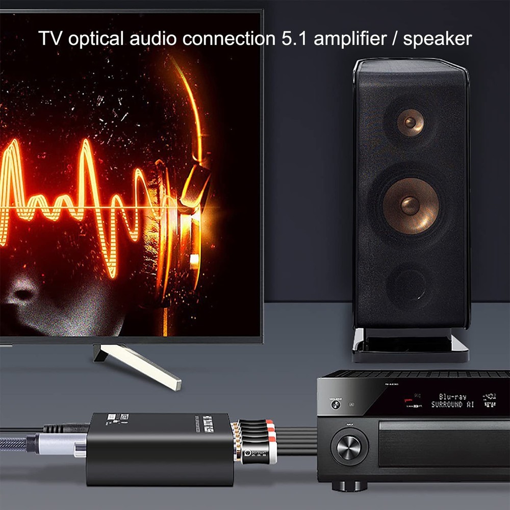 Audio Decoder 5.1CH DTS Converter Digital Audio Converter Digital Optical Coa...