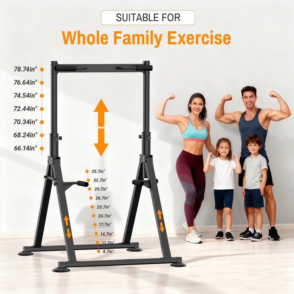 LEASBAR Power Tower Pull Up Bar Stand, Adjustable Height Pull Up Dip Station