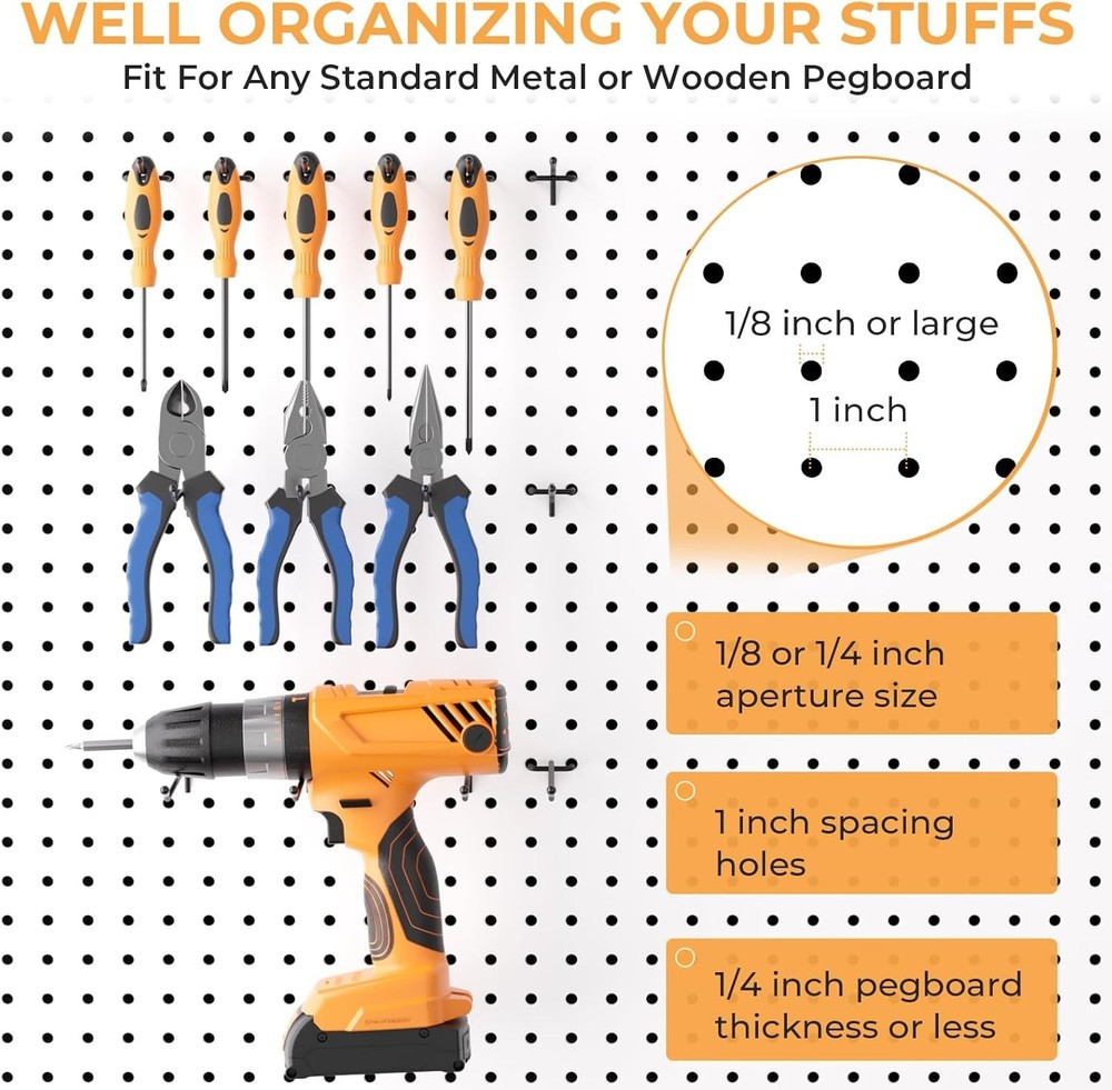 Space-Saving 50 Pack 2 Inch Metal Pegboard Hooks with Protective Rubber Tips