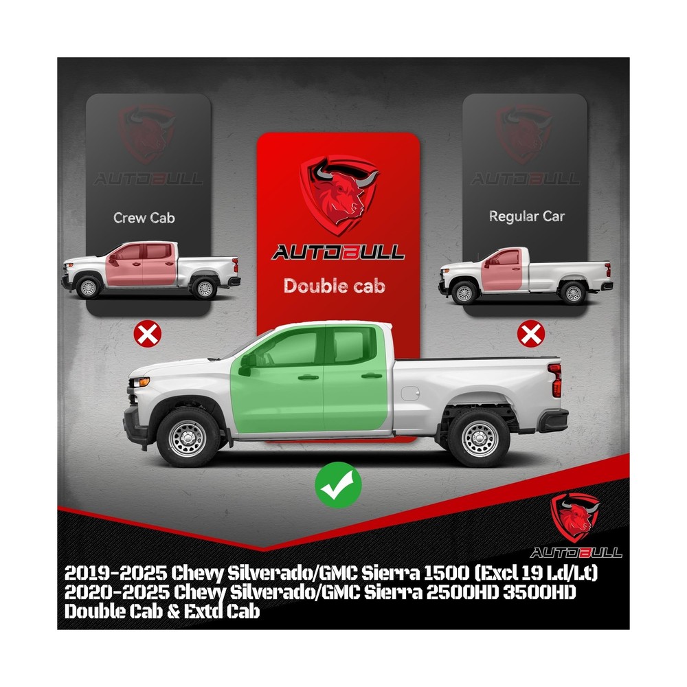 6 Inches Double & Extd Cab Running Boards Side Steps Compatible with 2019-202...
