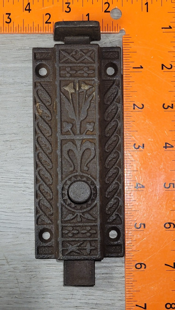 Antique Surface Mount Door Bolt Spring Loaded Ornate