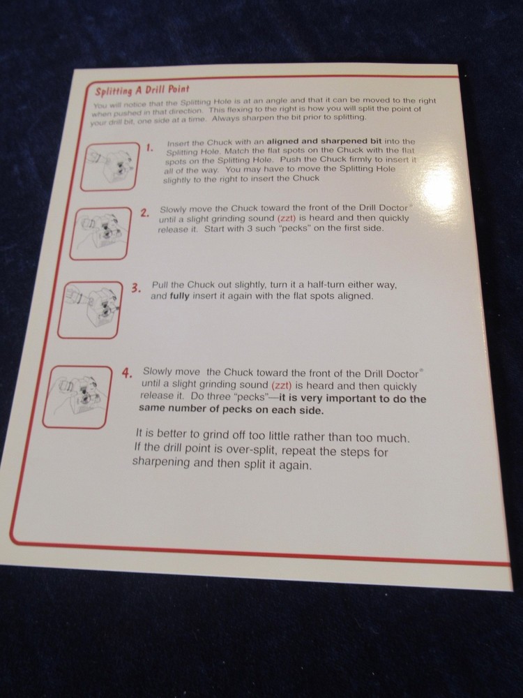 Drill Doctor Drill Bit Sharpener User's Guide & Reference Card Lot of 3 C470