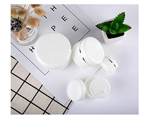 Empty White Silver Edge Portable Refillable Plastic Cosmetic Makeup Face Crea...