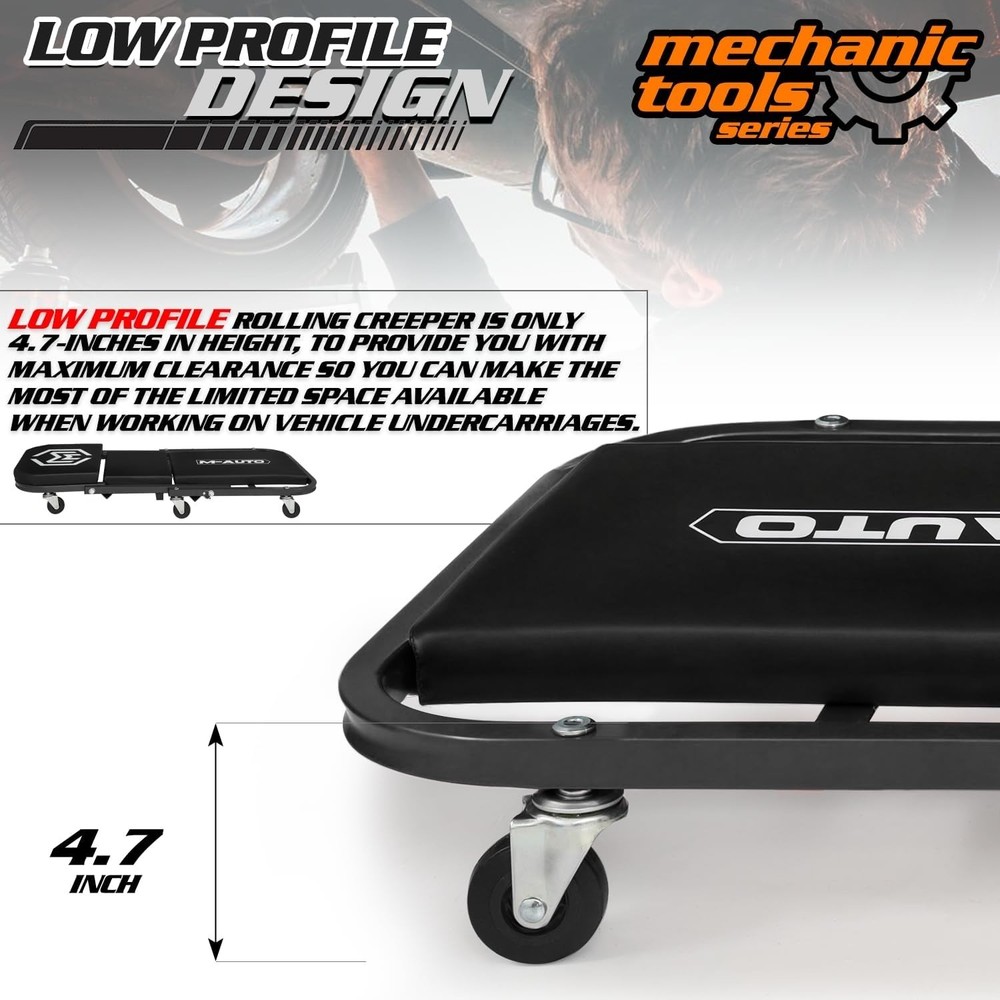 Foldable Z Creeper 2-in-1 Rolling Folding Car Creeper & Seat, 36" Adjustable