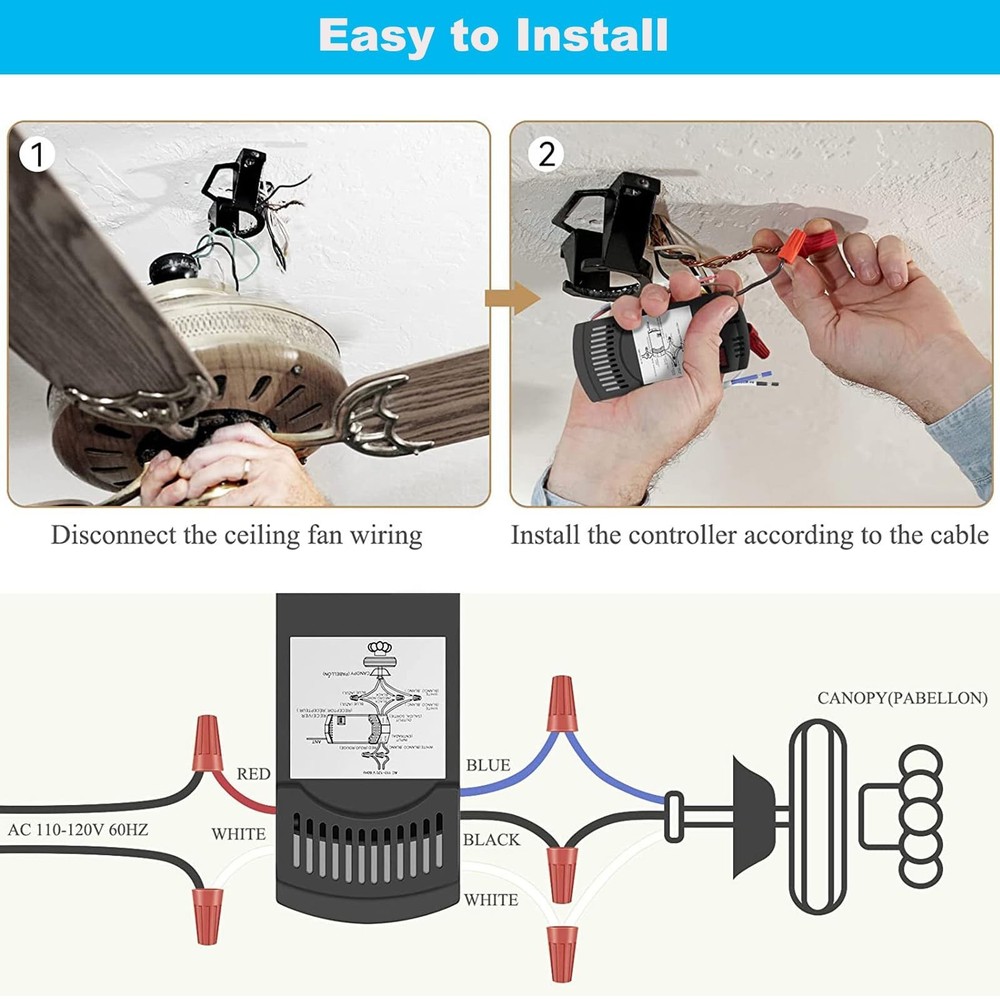 Universal Ceiling Fan Remote Control Kit, Replacement for Hunter/Harbor Breeze