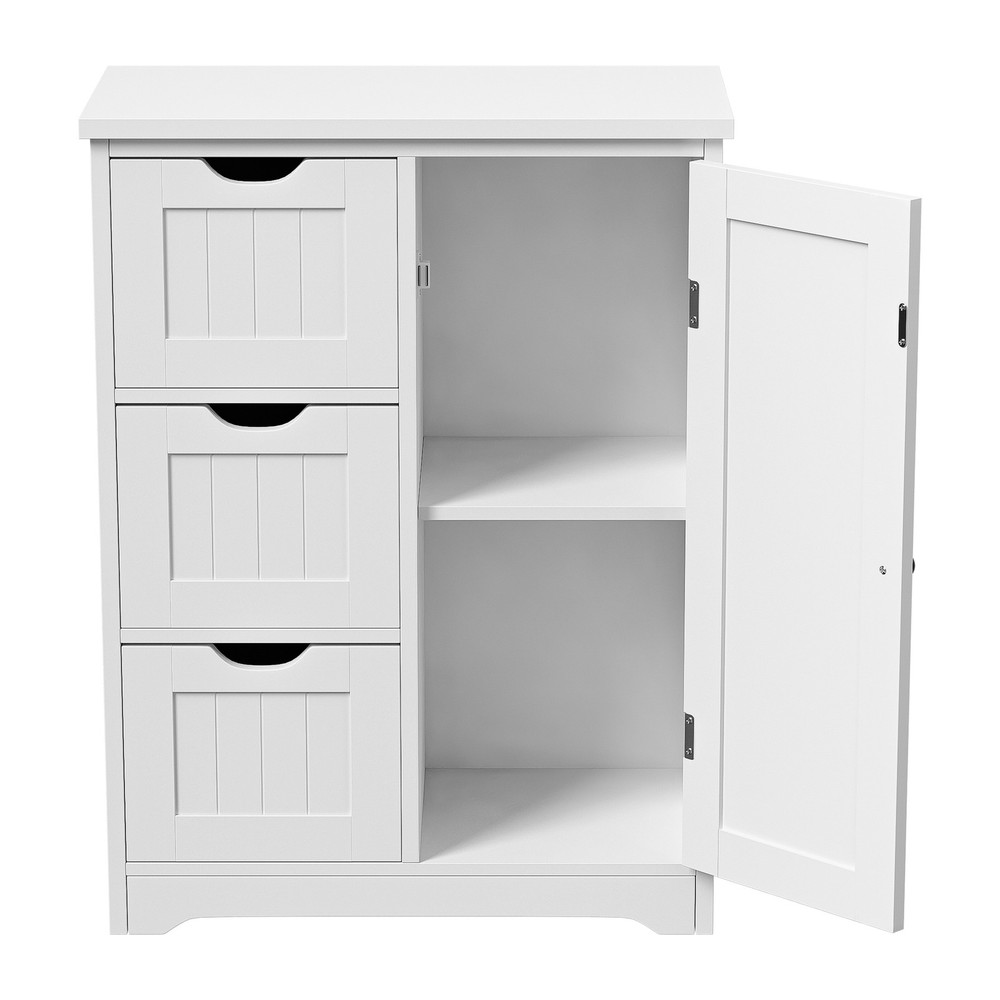 Bathroom Floor Cabinet with Drawer & Adjustable Shelf Kitchen Cupboard Storage